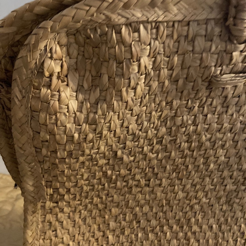 Handwoven Straw Bag with Red and Black Embroidery - Picture 10 of 15